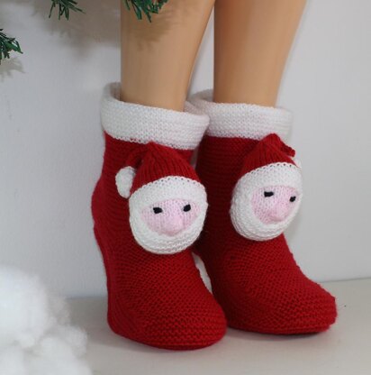 Mens Santa Head Christmas Slippers