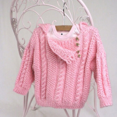 Cabled Toddler Pullover in Caron Simply Soft - Downloadable PDF