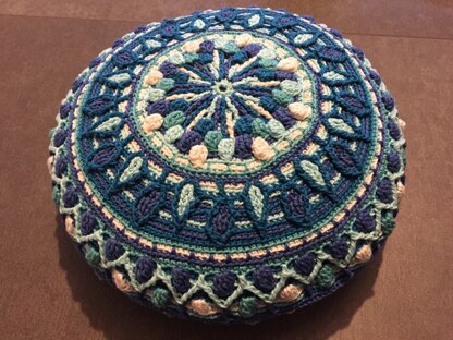 Cushion with Dandelion Mandala Overlay Crochet