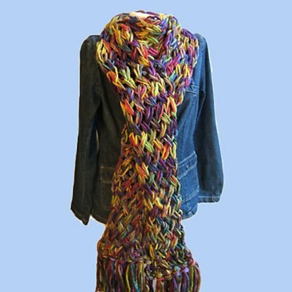 Rainbow Flame stitch scarf with Cowl Neck Variation