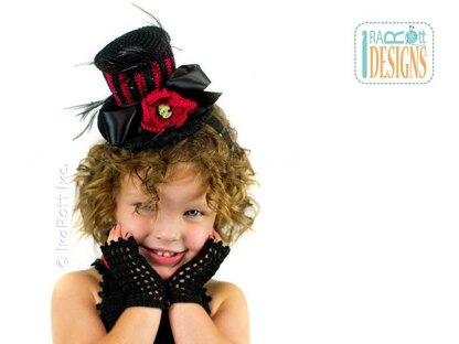 Victorian Goth Steampunk Mini Top Hat and Mittens