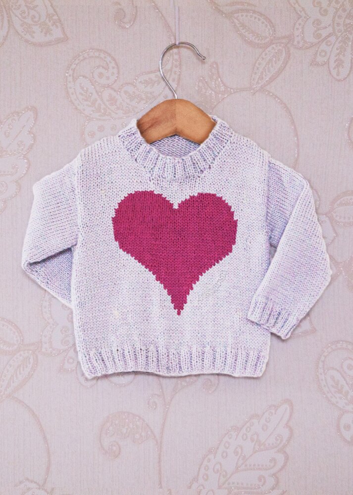 Intarsia Big Heart Chart Childrens Jumper Knitting pattern by