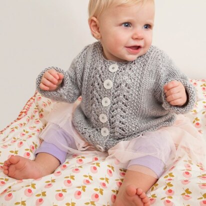 Baby Lace Cardigan in Red Heart Soft Baby Steps Solids - LW4066