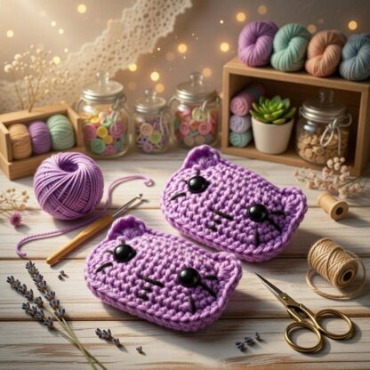 A crochet kitty hair clip