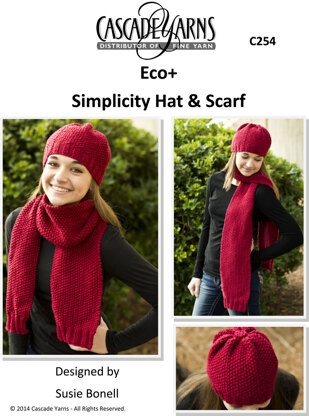 Simplicity Hat and Scarf in Cascade Eco+ - C254 - Free PDF