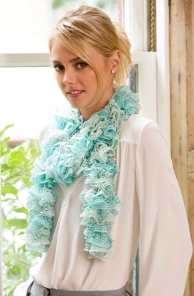 Icy Ruffle Scarf in Red Heart Boutique Sashay Metallic - LW3911
