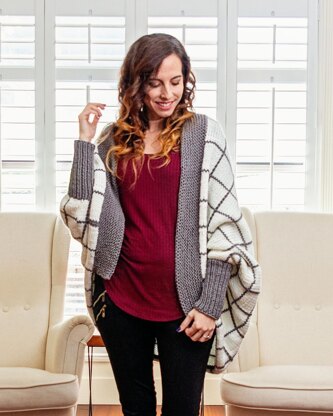 Windowpane Cocoon Knit Wrap