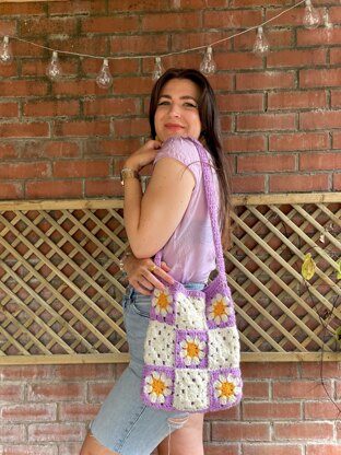 Across body granny squares bag