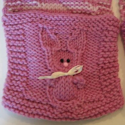 Bunny Pocket Scarf and Hat - knitting pattern