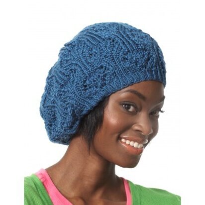 Slouchy Lace Beret in Bernat Satin - knitting pattern