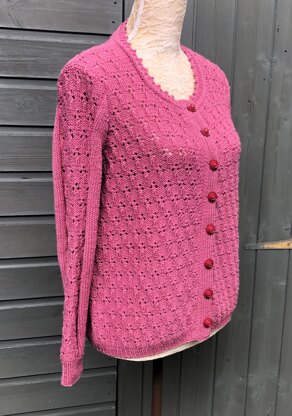 Textured Cardigan with Eyelet Patterning