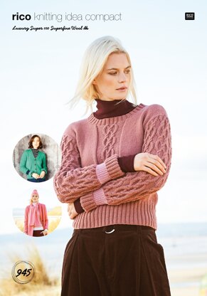 Ladies Sweater, Cardigan, Scarf and Hat in Rico Luxury Super 100 DK - 945 - Downloadable PDF