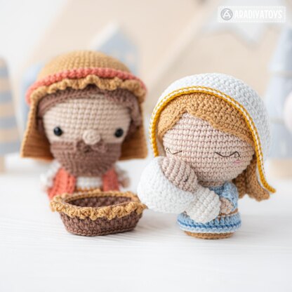 4 in 1 Nativity Crochet Pattern Set Mary Baby Jesus Joseph Stable DIY Christmas Mini Amigurumi Patterns Nativity Scene (Tutorial PDF file) by AradiyaToys (Olka Novytska)