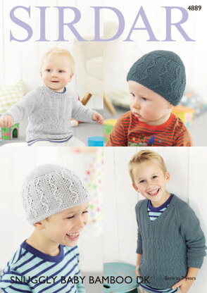 Boy's Sweaters & Hat in Sirdar Snuggly Baby Bamboo DK - 4889 - Downloadable PDF