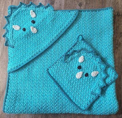 Triceratops Hooded Towel and Matching Washcloth