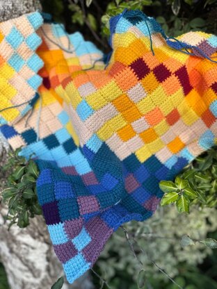 Tunisian Entrelac Temperature Shawl