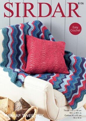 Throw & Cushion Cover in Sirdar Harrap Tweed DK - 8106 - Downloadable PDF