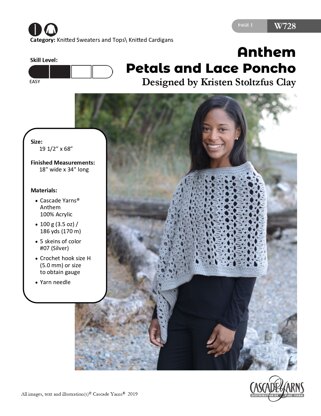 Petals and Lace Poncho in Cascade Yarns Anthem - W630 - Downloadable PDF