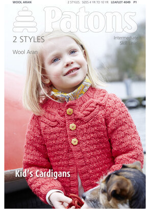 Kid's Cardigans in Patons Wool Aran - 4049