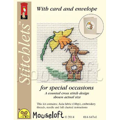 Mouseloft Springtime Bunny Card Occasions Stitchlets Kit Cross Stitch Kit - 100 x 125 x 12