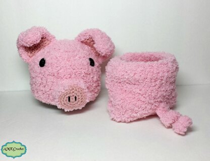 Newborn Pig Hat and Diaper Cover Set