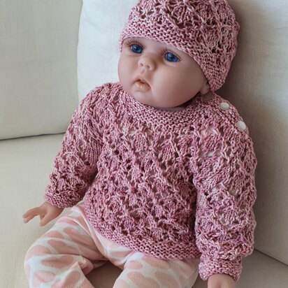 Jewel - Babies diamond lace sweater and beanie