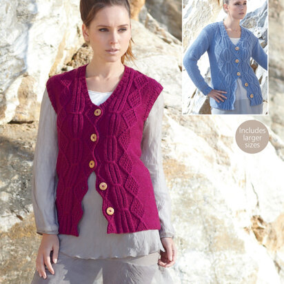 Cardigan and Waistcoat in Sirdar Wool Rich Aran - 7184 - Downloadable PDF - knitting pattern