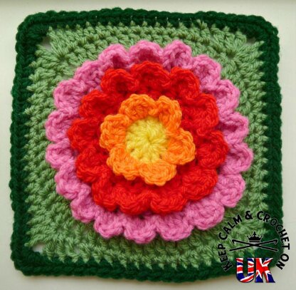 Blooming Flower Afghan Crochet Square