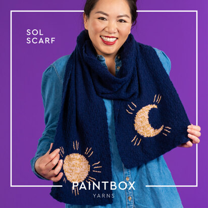 Sol Scarf - Free Scarf Knitting Pattern For Women in Paintbox Yarns Baby DK & Metallic DK by Paintbox Yarns