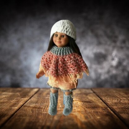 Peach Poncho set for 18 inch doll