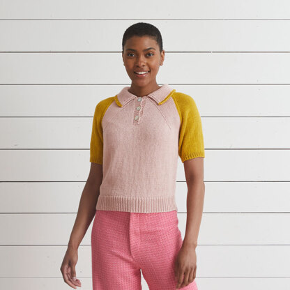 Miriam Polo Shirt - Top Knitting Pattern For Women in Debbie Bliss Piper by Debbie Bliss