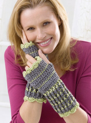 Winter Crochet Wristers in Red Heart Eco-Ways - WR1908 - Downloadable PDF