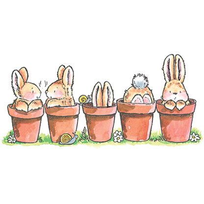 Penny Black Mounted Rubber Stamp 2.5"X5" - Bunny Friends