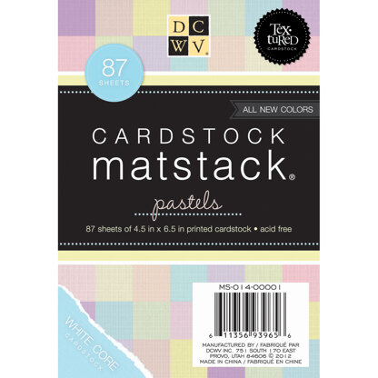 American Crafts DCWV Single-Sided Mat Stack 4.5"X6.5" 87/Pkg - Pastels, White Core, 29 Colors/3 Each