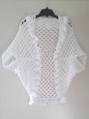 Cutie Ruffles Granny Rectangle Shrug