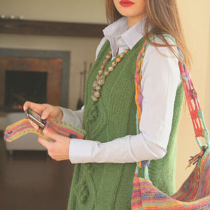 Tipo Waistcoat and Bag in Adriafil Mirtillo and Crea - Downloadable PDF - knitting pattern