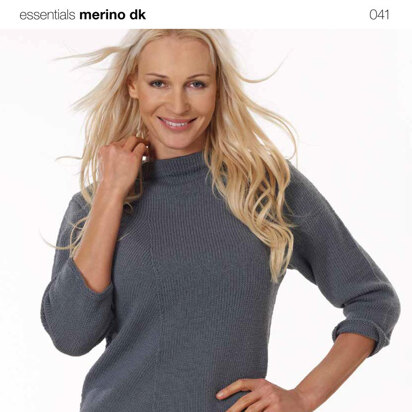 Sweater with Diagnoal Stitches in Rico Essentials Merino DK - 041