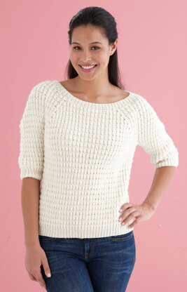 Shaped Shoulder Pullover in Lion Brand Superwash Merino Cashmere - L10734