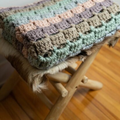 Barella Striped Blanket in Lion Brand Touch of Alpaca Thick & Quick - M22087 TATQ - Downloadable PDF