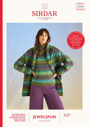 Kelp Sleeve Sweater & Scarf In Sirdar Jewelspun With Wool Chunky - 10706P - Downloadable PDF