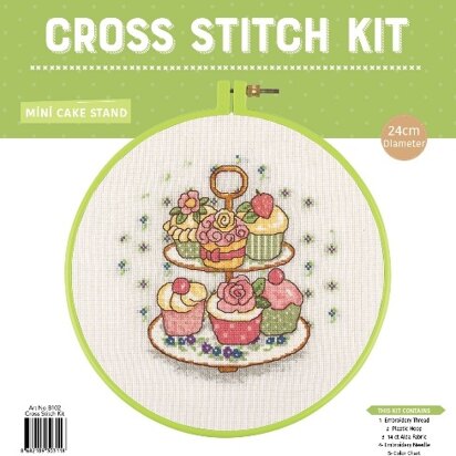 Creative World of Crafts Mini Cake Stand Cross Stitch Kit with Hoop
