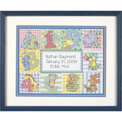 Dimensions Zoo Alphabet Birth Record Cross Stitch Kit