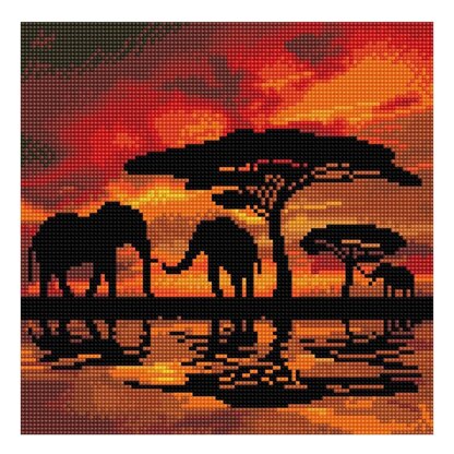 Crystal Art Elephant Silhouette, 30x30cm Diamond Painting Kit