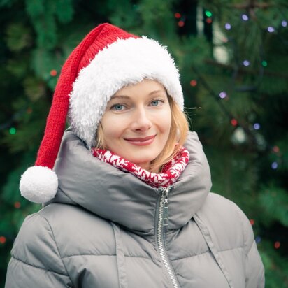 Knitting Pattern Long Adult Santa Elf Hat