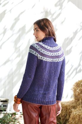 Women's Jumper Chiaroscuro in Universal Yarn Deluxe Worsted Tweed - Downloadable PDF