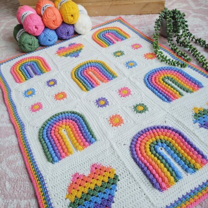 Rainbows of Love & Flowers Blanket - US Terms