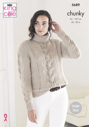 Ladies Sweaters Knitted in King Cole Ultra-Soft Chunky - 5689 - Downloadable PDF