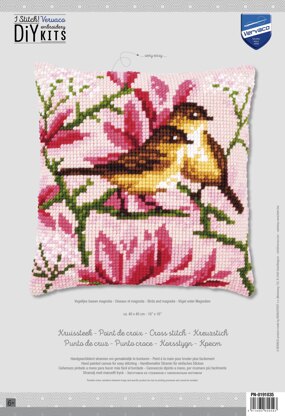 Vervaco Cross Stitch Cushion Kit Birds And Magnolia Cross Stitch Kit