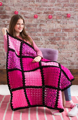 I Love Pink Blanket in Red Heart Super Saver Economy Solids and Prints - LW4778 - Downloadable PDF