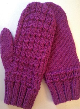 Warm waffle stitch Mittens